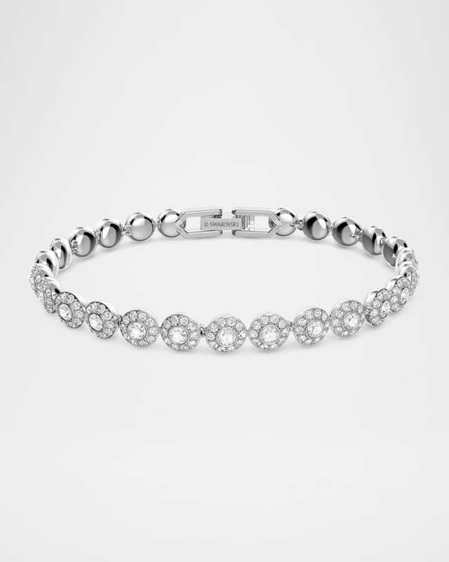 Angelic Rhodium-Plated Round-Cut Crystal Tennis Bracelet